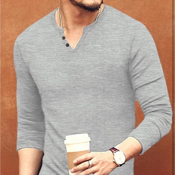 M Men Casual Slim Fit Basic Long Sleeve Fashion T-shirt Summer Stretchy Cotton - Picture 7 of 13